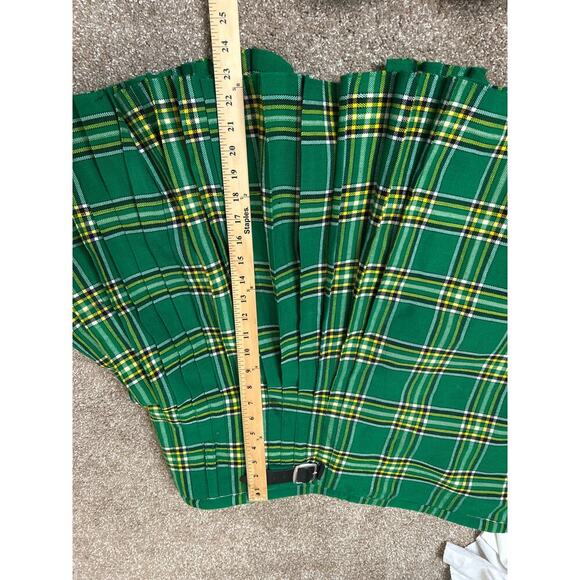 Men's scottish/Irish Kilt skirt green/black plaid SZ 46 Saint Patricks Day - Picture 5 of 7